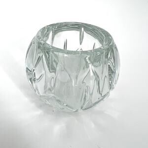 Vintage 70s Homeco USA Small Votive Holder Crystal Cut Glass 3"
